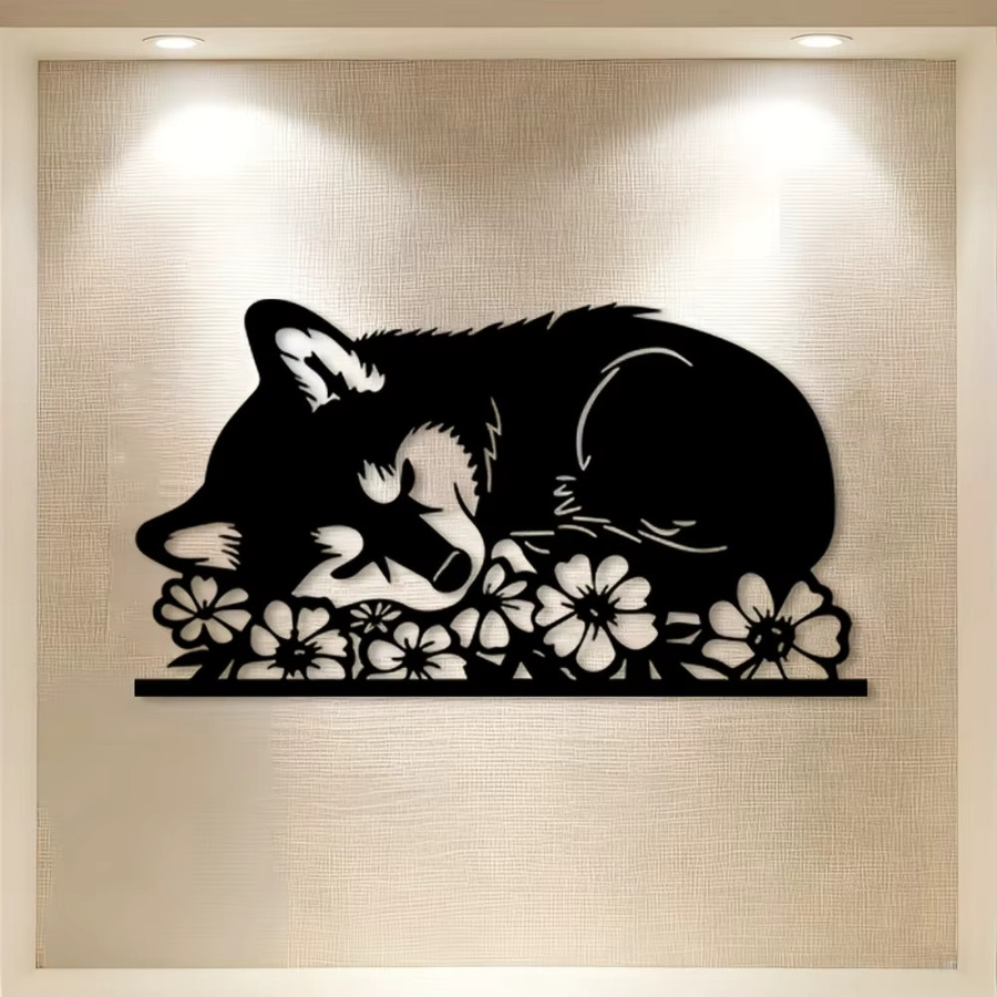 Schäferhund-Wandskulptur aus Schmiedeeisen von CIFBUY in Schwarz als Metallkunst-Ornament für Garten und Haus - Bild 3