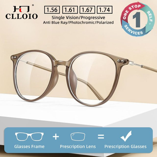 CLLOIO Brille, runder Rahmen, Vollrand, TR90 - Bild 1