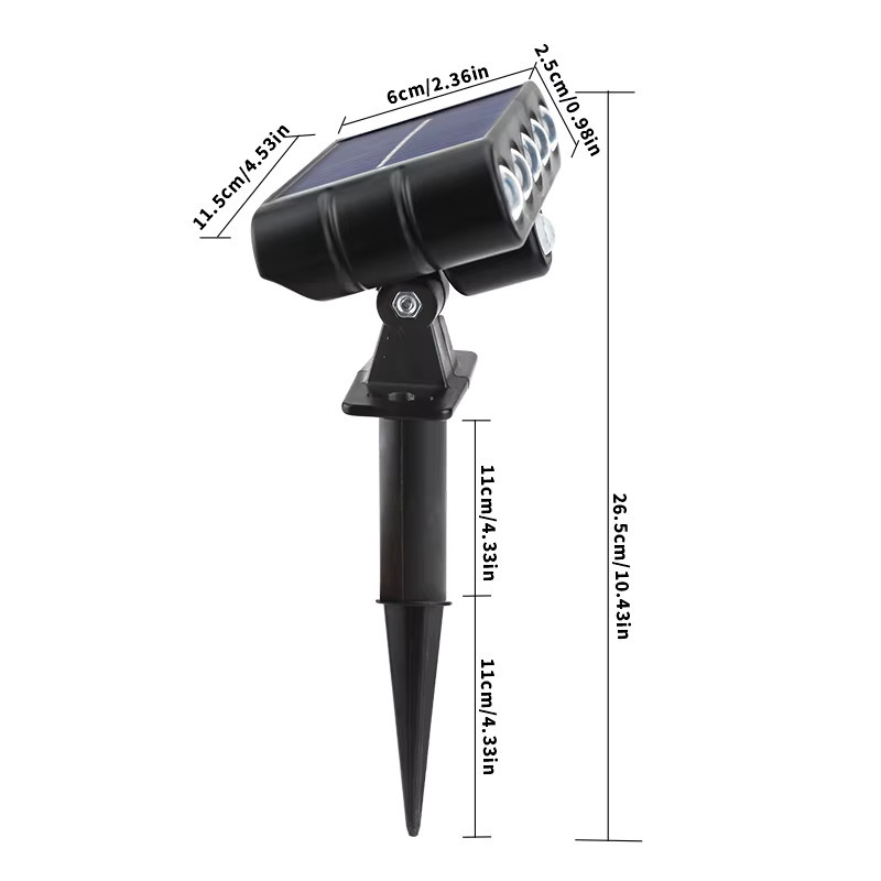 XIWANGFIRE 2-in-1 Solar-Wand- und Rasenleuchte in Schwarz mit 5 LED, IP65 wasserdicht, warmweißes Licht für Garten und Außenbereich - Bild 5