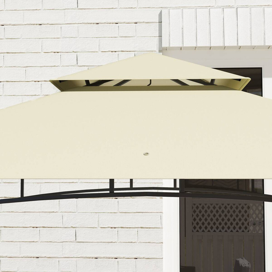 Outsunny Grillpavillon Beige aus Stahl mit Doppeldach und Seitenregalen, B/T/H: 240 x 150 x 257 cm - Bild 4