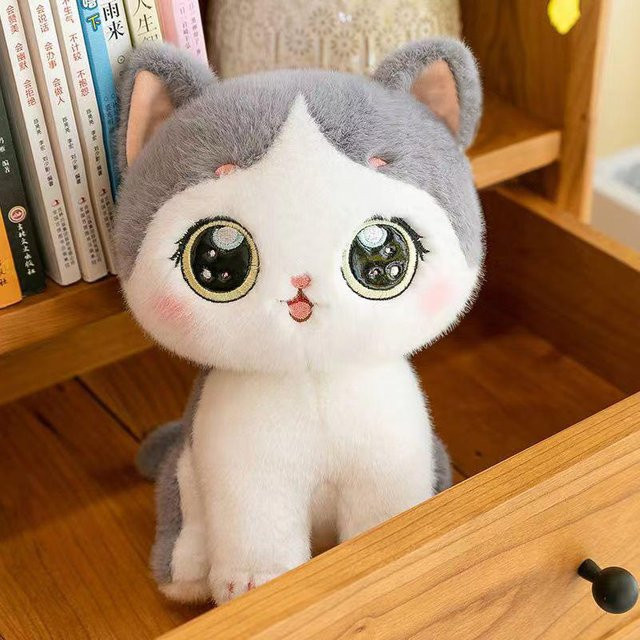 Yiran Health & Beauty Duoduo Katze Puppe, Plüschtier, Weiß Schwarz - Bild 1