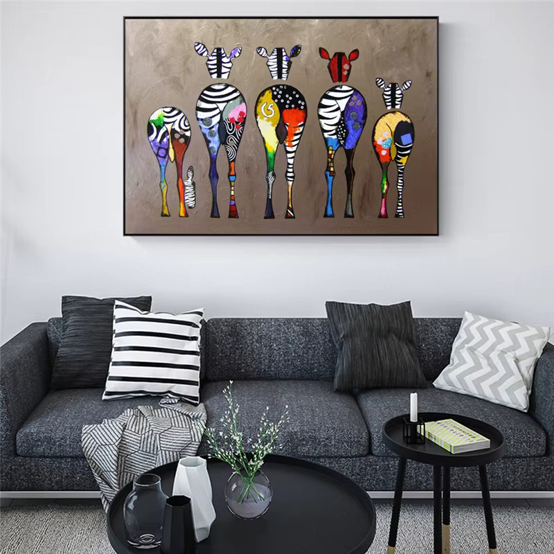Abstrakte Zebra Leinwand Kunst von HALFLEMART in Multicolour als modernes Wandbild mit afrikanischem Tiermotiv - Bild 2
