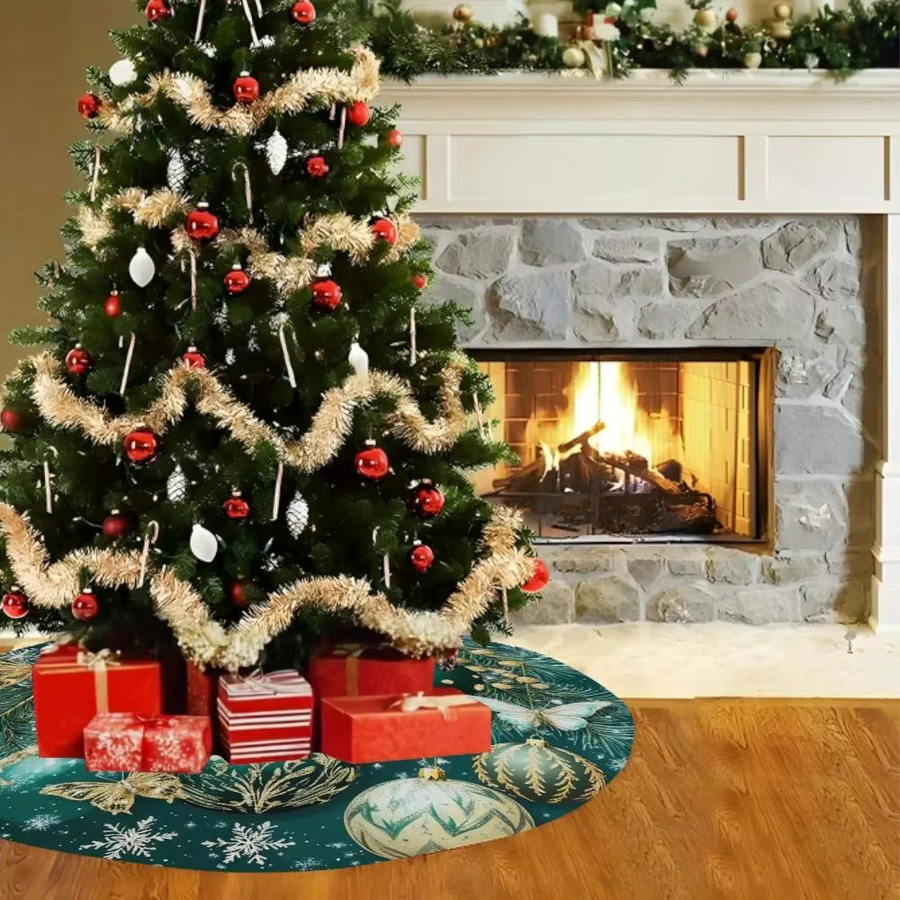 VIKAMA Weihnachtsbaumrock und Bodenmatte mit klassischem floralem Design für drinnen und draußen - Bild 5