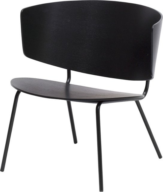 Ferm Living Herman Lounge Stuhl in Schwarz mit Eichenfurnier und Metallrahmen - Bild 1