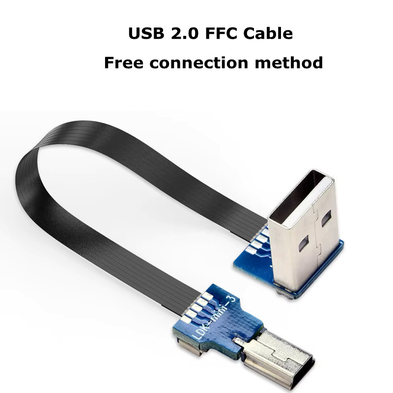 AXONUS USB-C und Micro USB Verlängerungskabel FPC, flach und flexibel, Schwarz, 90 mm - Bild 2