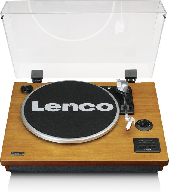 Lenco LS-55WA Plattenspieler mit Bluetooth, USB und integrierten Lautsprechern in Braun - Bild 1