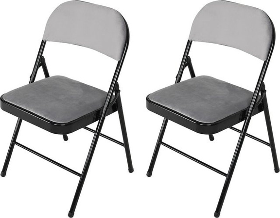 HTI-Living Klappstuhl Wedigo Velvet Grau 2er-Set aus Metall