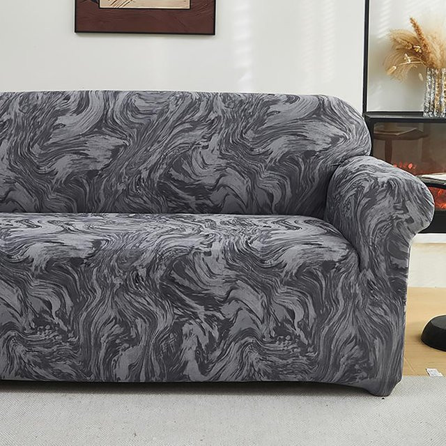 Yiran dehnbarer Sofabezug aus Polyester mit Blumenmuster in Grau, rutschfest und waschbar, Breite: 145 cm bis 185 cm - Bild 1