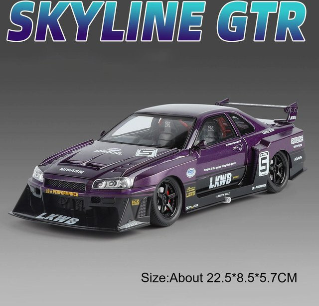 Linyi toy car Gtr-R34 Gtr-S15 Modellauto, 1:24, ab 14 Jahre - Bild 1
