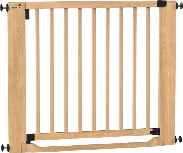 Geuther Türschutzgitter Easylock mit Flatstep aus Holz in Braun, erweiterbar von 95 cm bis 103 cm - Bild 1