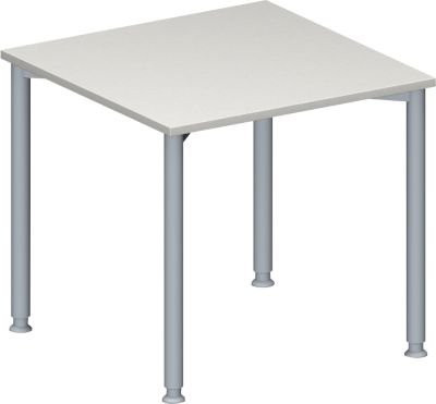 Schäfer Shop Genius Konferenztisch MODENA FLEX, quadratisch, höhenverstellbar, Farbe: lichtgrau/weißaluminium RAL 9006, B: 80 cm, T: 80 cm, H: 72-84 cm - Bild 1