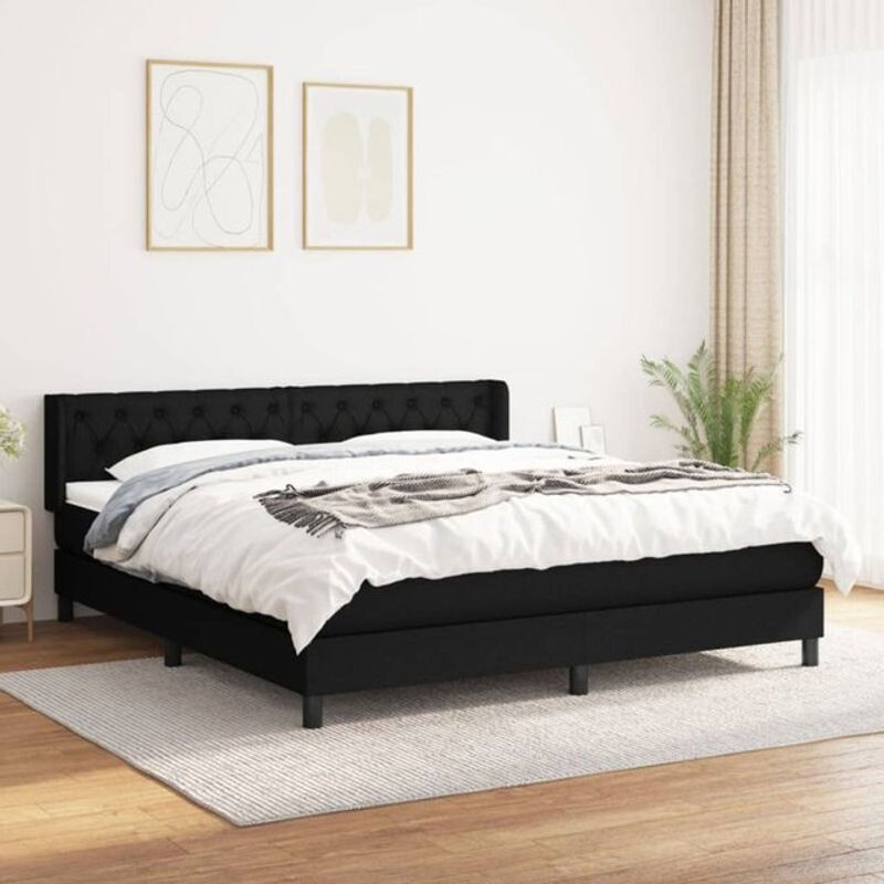 Vidaxl Boxspringbett mit Matratze aus Stoff in Schwarz, B/T/H: 160 x 200 x 88 cm - Bild 1