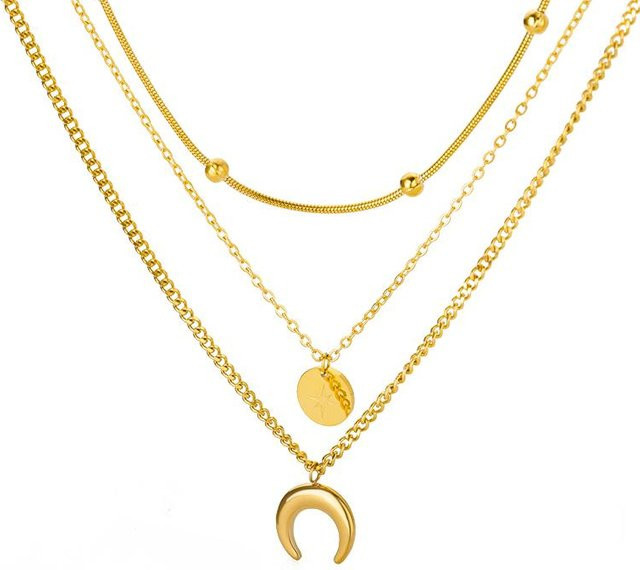 YIRAN Halskette, Edelstahl, Gold, Herz-Anhänger, Damen, 45cm - Bild 1