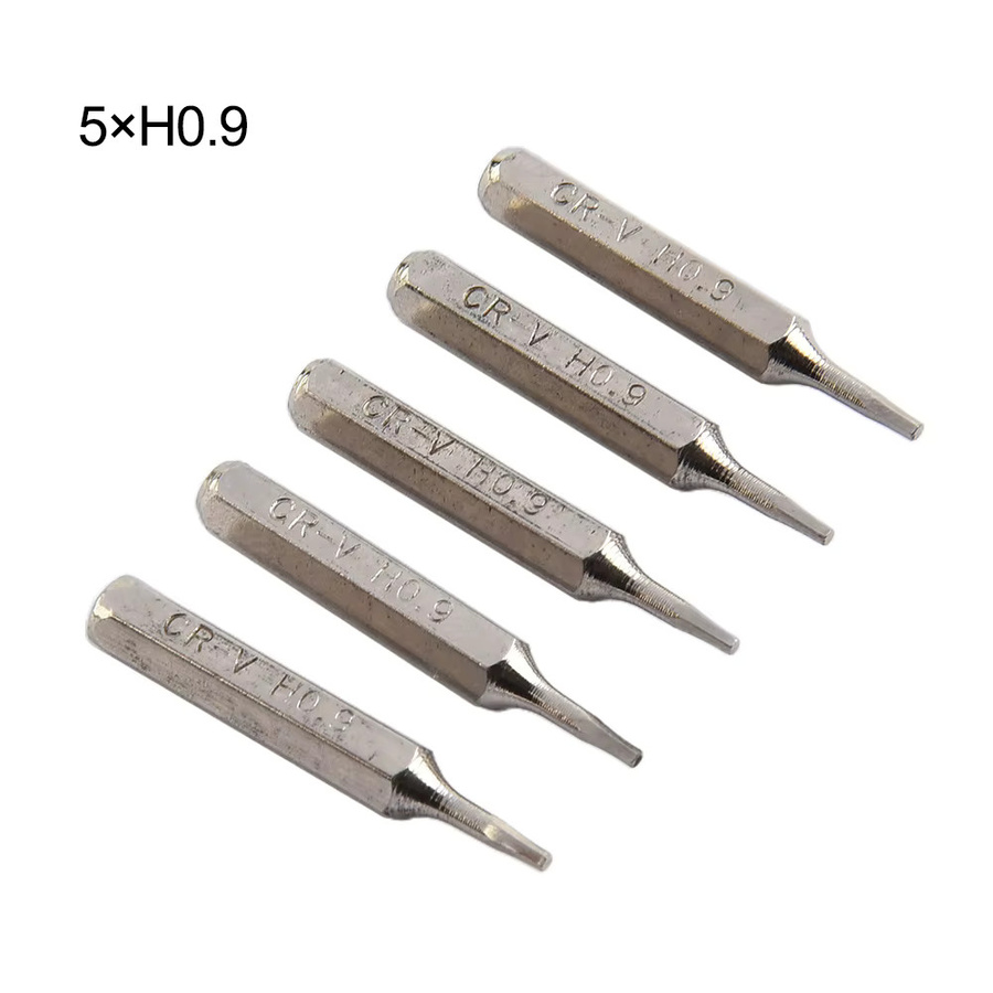VIBRATITE 5-teiliges Schraubendreher-Bit-Set in Silber mit den Größen H0,7, H0,9, H1,5, H3 und H4, Sechskantschaft 4 mm x 28 mm - Bild 2