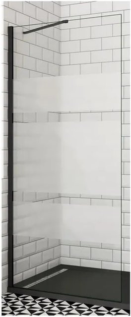 Duschparadies Walk In Dusche mit Seitenwand in Satiniert und Schwarzrahmen, B/H: 110 x 190 cm, 6mm Nano Glas mit 50cm Stabilisator - Bild 1