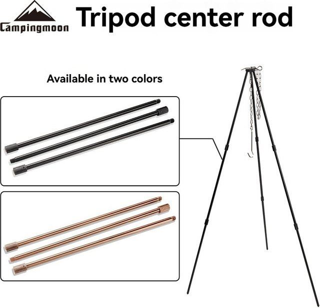 CAMPINGMOON MS-028 BBQ-Dreibein aus Aluminiumlegierung für Outdoor-Lagerfeuer und Hängetöpfe, Schwarz und Bronze - Bild 1