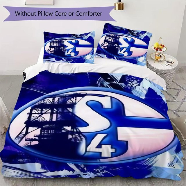 On My Love Home Schalke 04 Bettwäsche Set mit Bettbezug und Kissenbezügen in Weiß und Blau, B/H: 135 x 200 cm - Bild 1