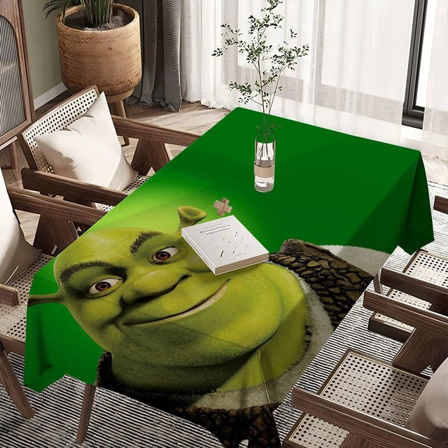 Wasserdichte Tischdecke mit Shrek-Cartoon-Motiv von Potdemiel in Grün - Bild 1