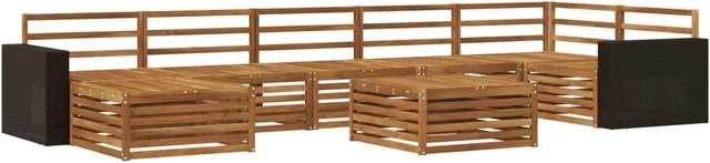 vidaXL Outdoor-Sofagarnitur aus Akazienholz in Braun, 8-teiliges Set mit Tisch und Polstern - Bild 1