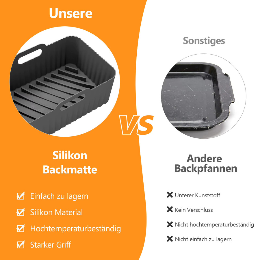2 Stück Ninja Foodi Silikon-Heißluftfritteusen-Einlagen für Dual Zone AF300 AF400, wiederverwendbare Antihaft-Doppelkorb-Einlagen, Schwarz, 7,6 l - Bild 4