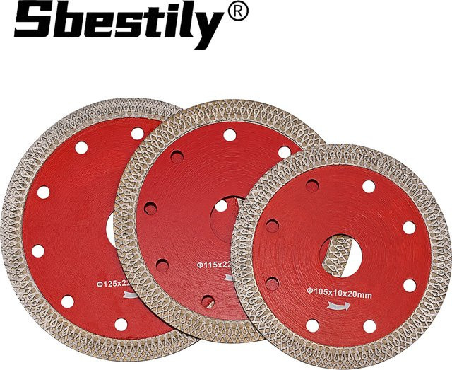 SI FANG Turbo Diamant Sägeblatt Super Dünne Trennscheibe für Stein Fliesen und Marmor in Rot, Durchmesser: 105 mm - Bild 1