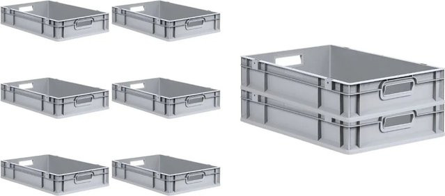 PROREGAL SuperSparSet 8x Eurobox NextGen Grip mit Scharnierdeckel und schwarzen Schiebeschnappverschlüssen, Grau, H x B x T: 12 x 40 x 60 cm, 23 Liter - Bild 1
