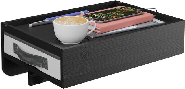 Relaxdays Nachttisch aus Bambus mit Schublade in Schwarz, B/T/H: 14 x 37 x 26,5 cm - Bild 1