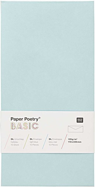 Rico Design Paper Poetry Kuvert Basic DL, 10 Stück, Hellblau - Bild 1