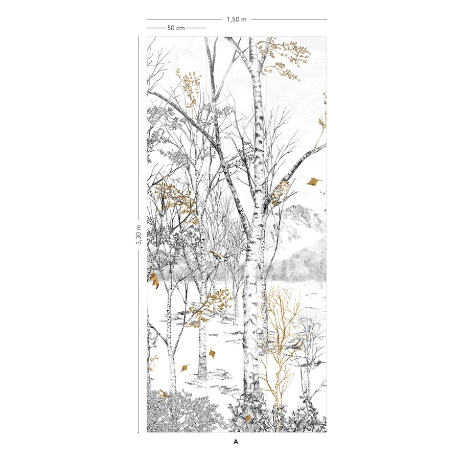 Isidore Leroy Wandpaneel Nunavut Dore Panel A in Grau, Gelb und Multicolour mit floralem Design - Bild 3