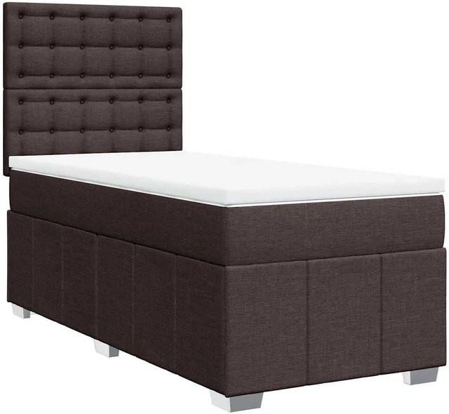 vidaXL Boxspringbett mit Matratze und Taschenfederkern in Dunkelbraun, B/T: 90 x 200 cm - Bild 1