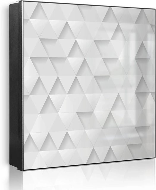 Banjado Schlüsselkasten aus Metall in Schwarz mit weißem Dreiecksmotiv, magnetisch und beschreibbar, B/H: 30 x 30 cm - Bild 1