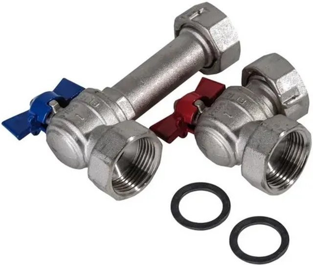 Zewotherm Verteiler Anschluss Set aus Messing für Rundrohr Fußbodenheizung, Farbe: Silber, Durchmesser: 62 mm - Bild 1