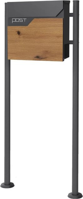 ECD Germany Standbriefkasten mit Zeitungsfach aus Edelstahl in Anthrazit-Braun - Bild 2