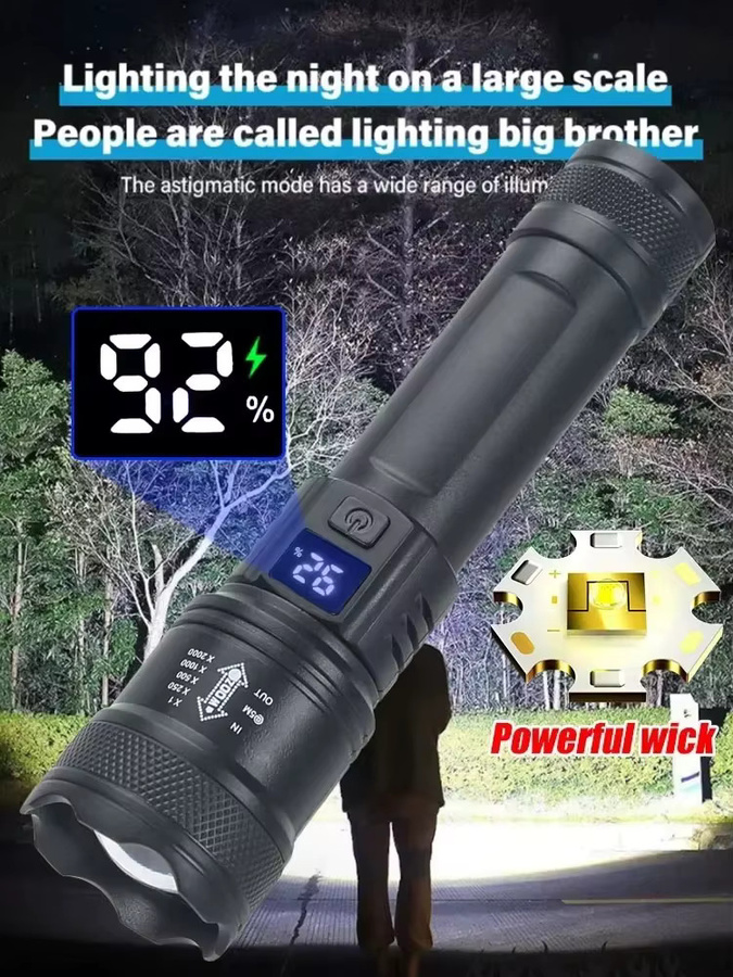 Heinast LED-Laterne Schwarz, wiederaufladbare wasserdichte Taschenlampe für Garten, Camping und Outdoor-Sport - Bild 6
