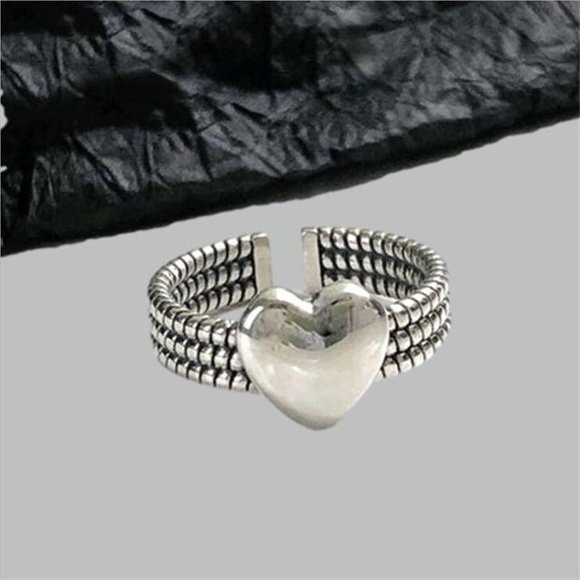 Herz-Drehketten Offene Ringe, 925 Silber, Damen, gray - Bild 1