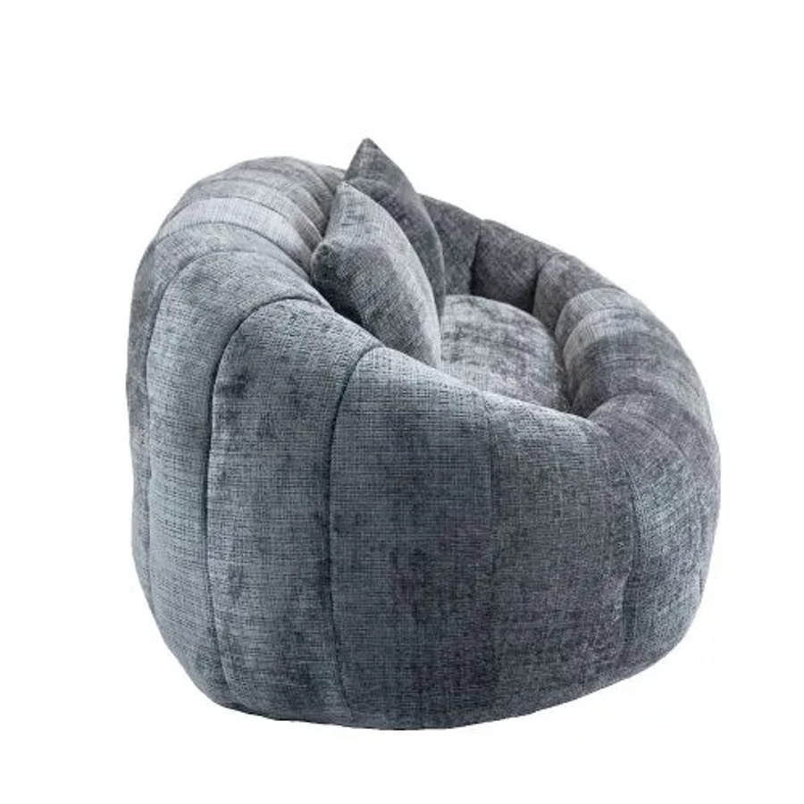 PXloue 2 Sitzer Sofa aus Chenille und Samt mit 2 Kissen, Grau, B/T/H: 150 x 62 x 63 cm - Bild 2