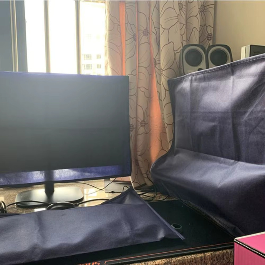3er-Set Staubschutzhüllen für Desktop-Monitore und Tastaturen von 19 bis 34 Zoll in Blau - Bild 3