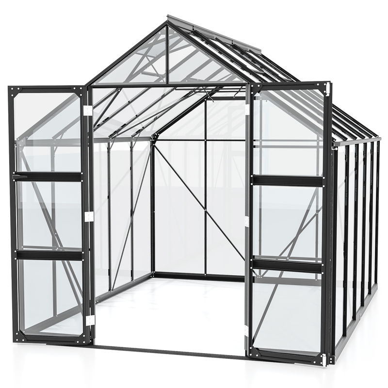Vitavia Gewächshaus Domus 8300 in Schwarz mit Einscheibensicherheitsglas und Doppelschwingtür, 8,3 m² - Bild 3