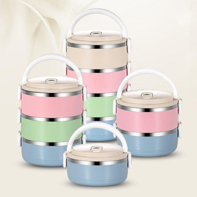 SICOMO Stapelbare Edelstahl-Lunchbox Isoliert, Auslaufsichere Bento-Box mit 2 Fächern, BPA-frei, bunt, 1400 ml - Bild 1
