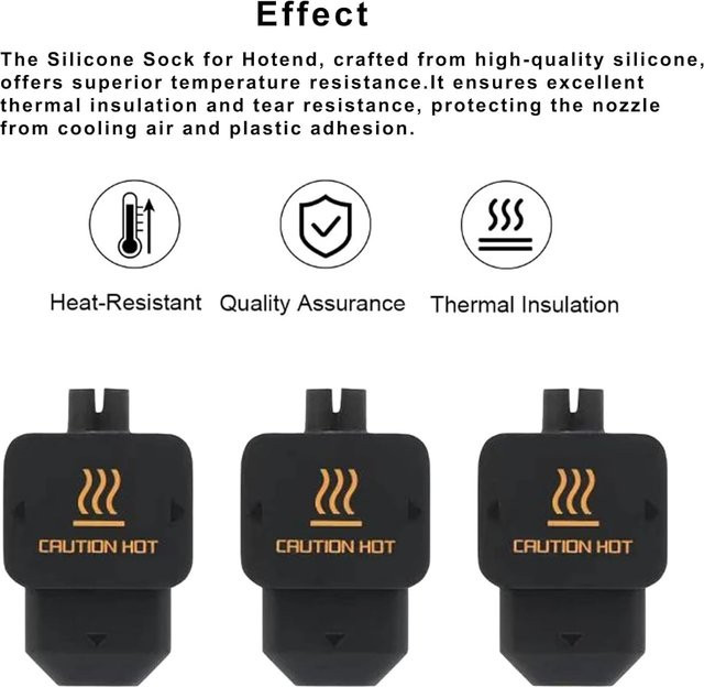3er-Set Silikonsocken für Bambu Lab H2D/H2S Hotend, schwarze Silikonhüllen für 3D-Drucker-Zubehör - Bild 1