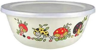 DYS Kitchen Emaille-Salatschüssel mit Deckel und floralem Muster in Mushroom Gray, Durchmesser: 16 cm - Bild 1