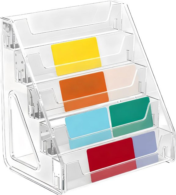Transparenter 5-stufiger Acryl-Displayständer als platzsparendes Regal für Postkarten, Broschüren und Kosmetik - Bild 1