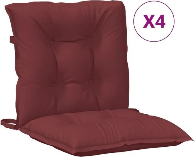 vidaXL Niedriglehner-Auflagen 4er-Set Melange Weinrot aus Polyester, B/T/H: 100 x 50 x 7 cm - Bild 1