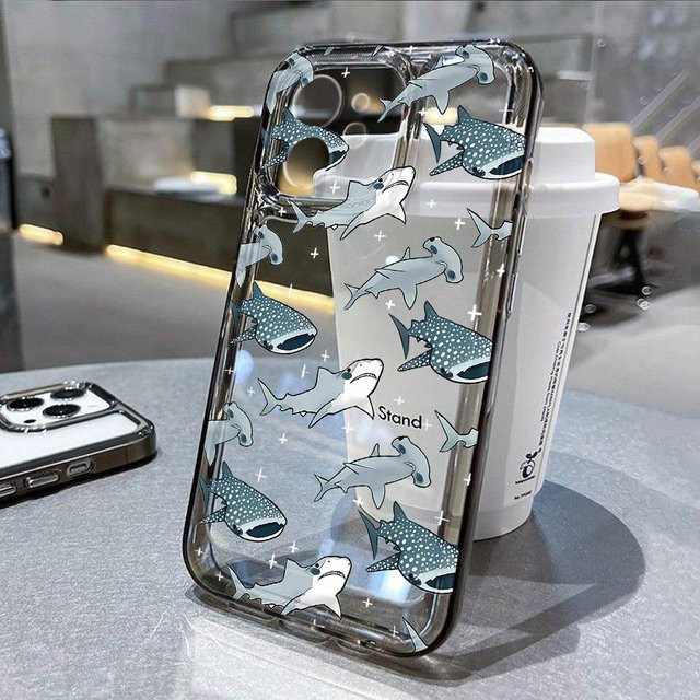 TUNEDEE Stoßfeste Handyhülle Sommer Ozeantier-Design für iPhone 11 bis iPhone 16 Pro Max, Transparent - Bild 1