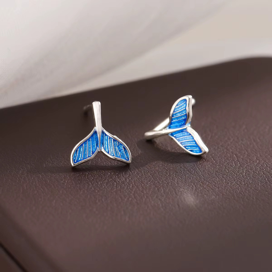 GaGa-Duck Ohrstecker, 925 Silber, blaue Meerjungfrauenfischschwanz-Ohrringe - Bild 3