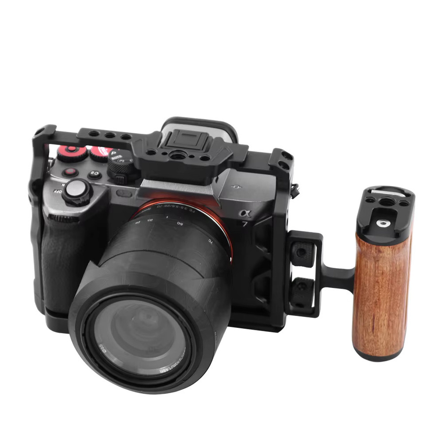 Sony Kamera Käfig Rig mit Arca-Swiss-Slot und 1/4" sowie 3/8" Schrauben in Schwarz für A7M4, A7IV, A1 und weitere Modelle - Bild 4