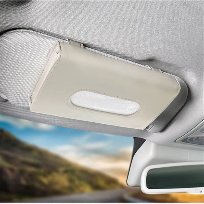 Hängende Auto-Taschentuchbox aus schwarzem PU-Leder für die Sonnenblende - Bild 4