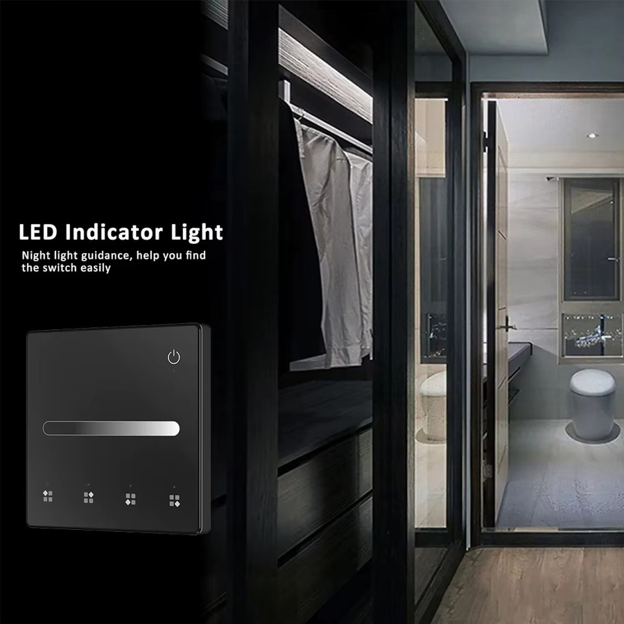 CENFAYA RF Einfarbiges LED-Controller-KIT TL1 mit Touch Panel und Fernbedienung, Dimmer für DC12V 24V, Schwarz - Bild 4