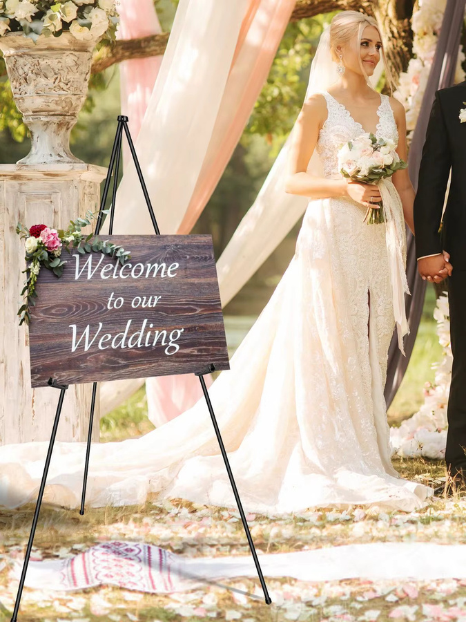 A+ Bodenstaffelei-Ständer aus Metall in Schwarz, höhenverstellbares Poster-Display für Hochzeiten und Partys, Höhe: 160 cm - Bild 4