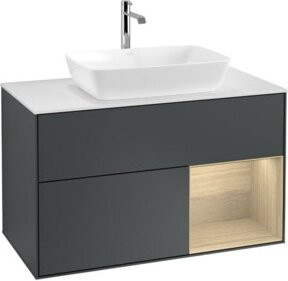 V&B Waschtischunterschrank Finion 100 mit Wandbeleuchtung in Weiß lackiert, B/T/H: 100 x 50,1 x 50,1 cm - Bild 1